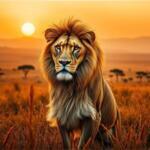 León majestuoso: poder, sueños y la sabana
