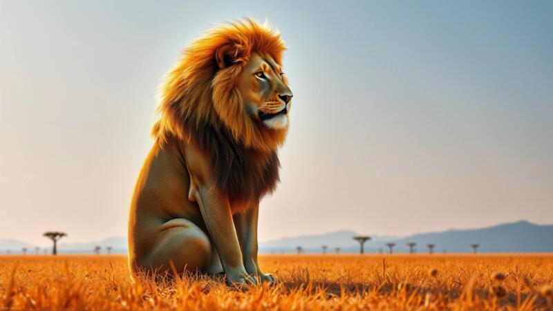 León majestuoso: simbolismo de sueños y savana
