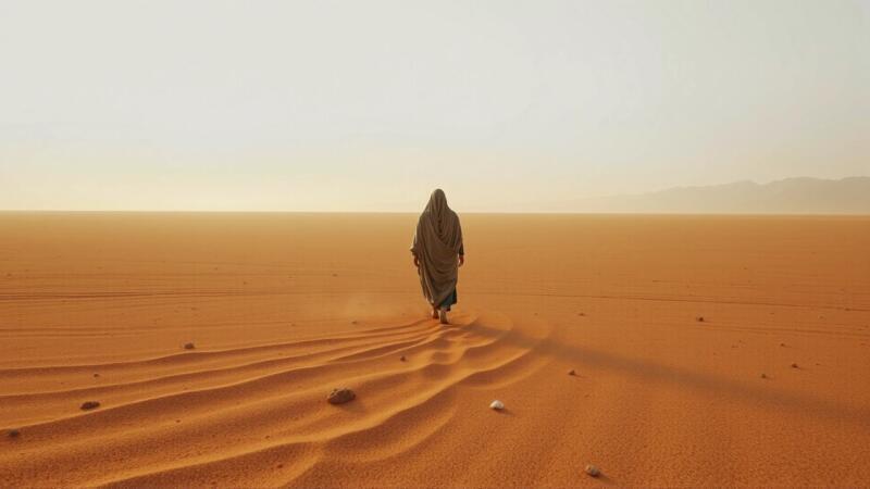 Búsqueda espiritual en un paisaje desolado