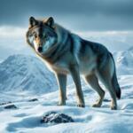 Lobo solitario, transformación en paisaje invernal