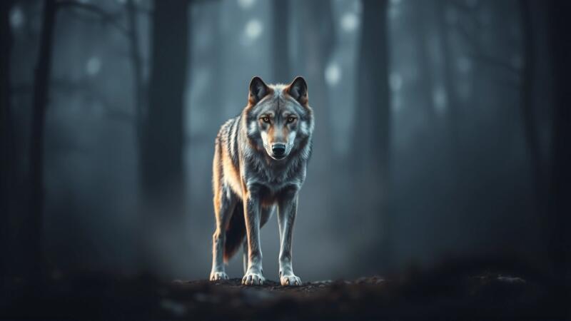 Lobo solitario, sueños de transformación en bosque