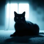 Gato tranquilo, misterio y sueños en la penumbra