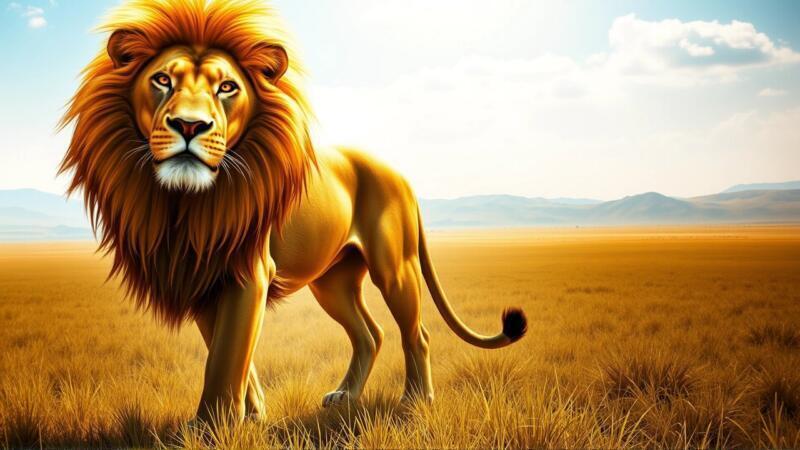 León majestuoso: sueño de poder y alerta