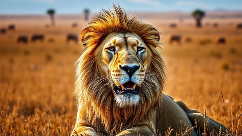 León majestuoso en su hábitat, sueños animales